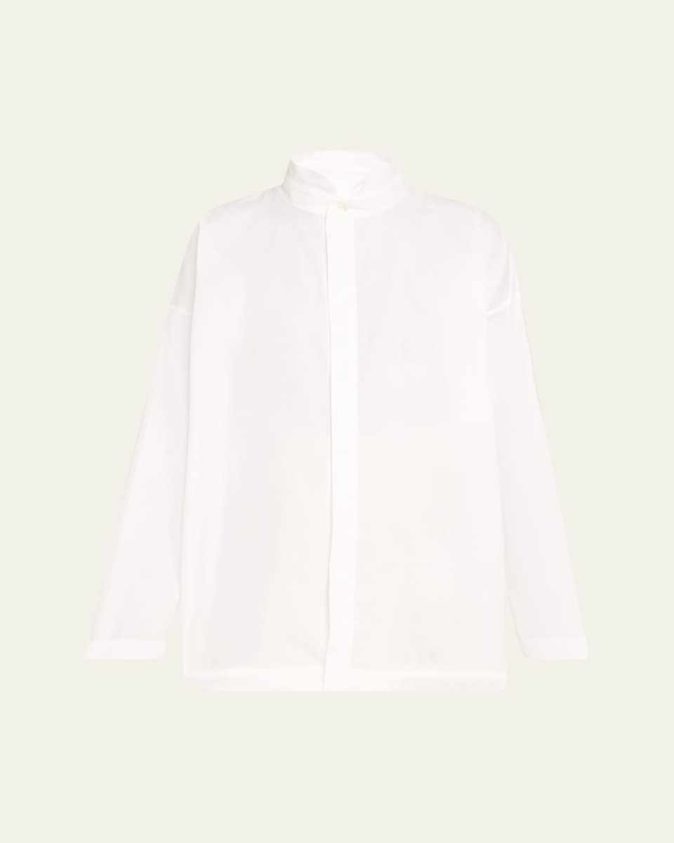 Slim A-Line Double Stand Collar Shirt with Stepped Insert (Long Length)